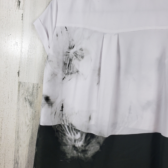 Simply Vera Vera wang sheer black and white short sleeve top women's size XS - Picture 6 of 11